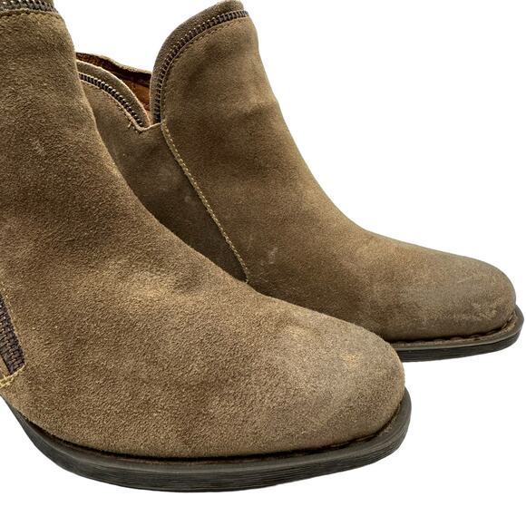Born Montoro II Taupe Brown Suede Leather Block Heel Zipper Booties Ankle Boots - Picture 8 of 12
